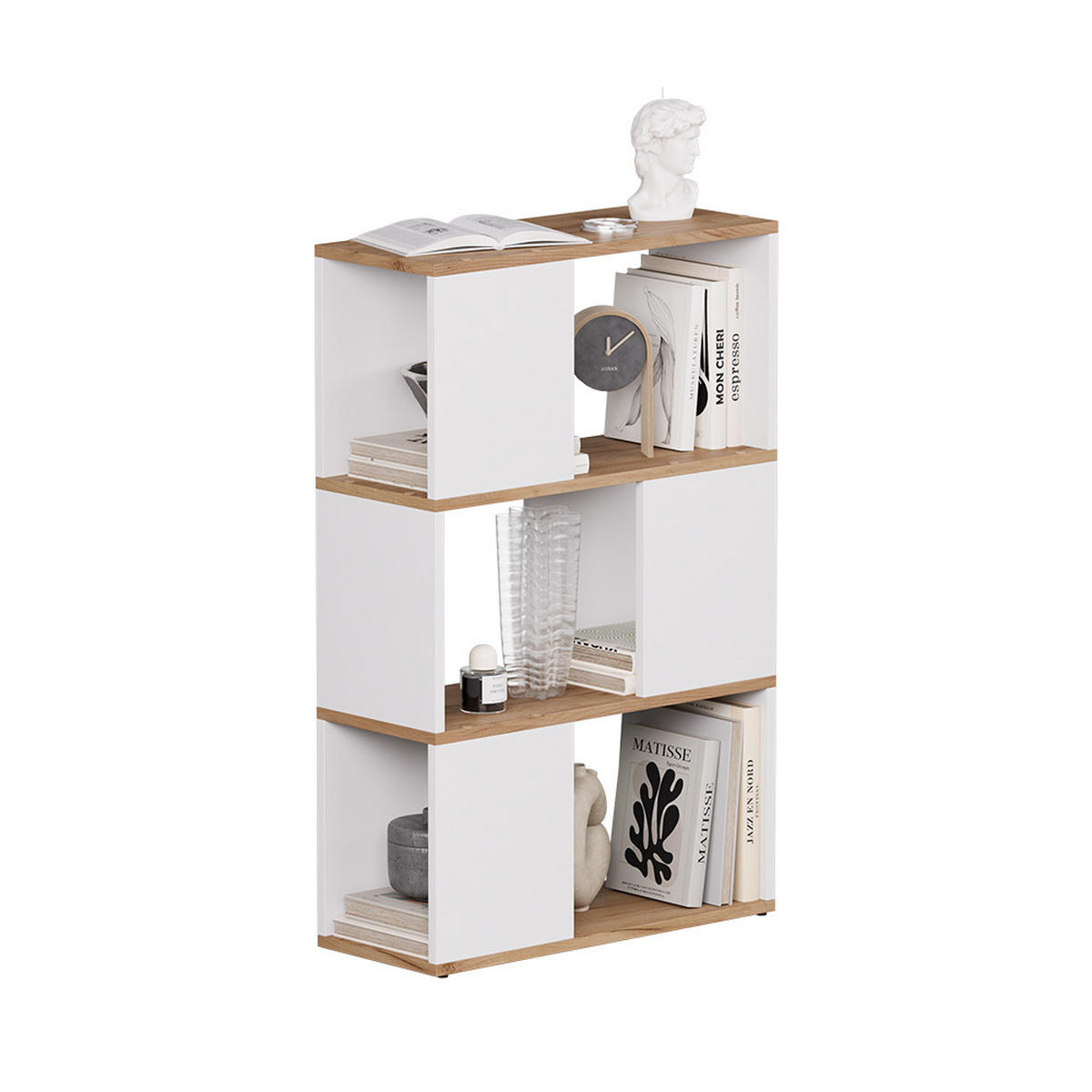 RAUMTEILER Eneos Weiß/Goldkraft Eiche 60 x 94 cm - Eiche Wotan/Weiß, Holzwerkstoff (60/94/24cm) - Vicco
