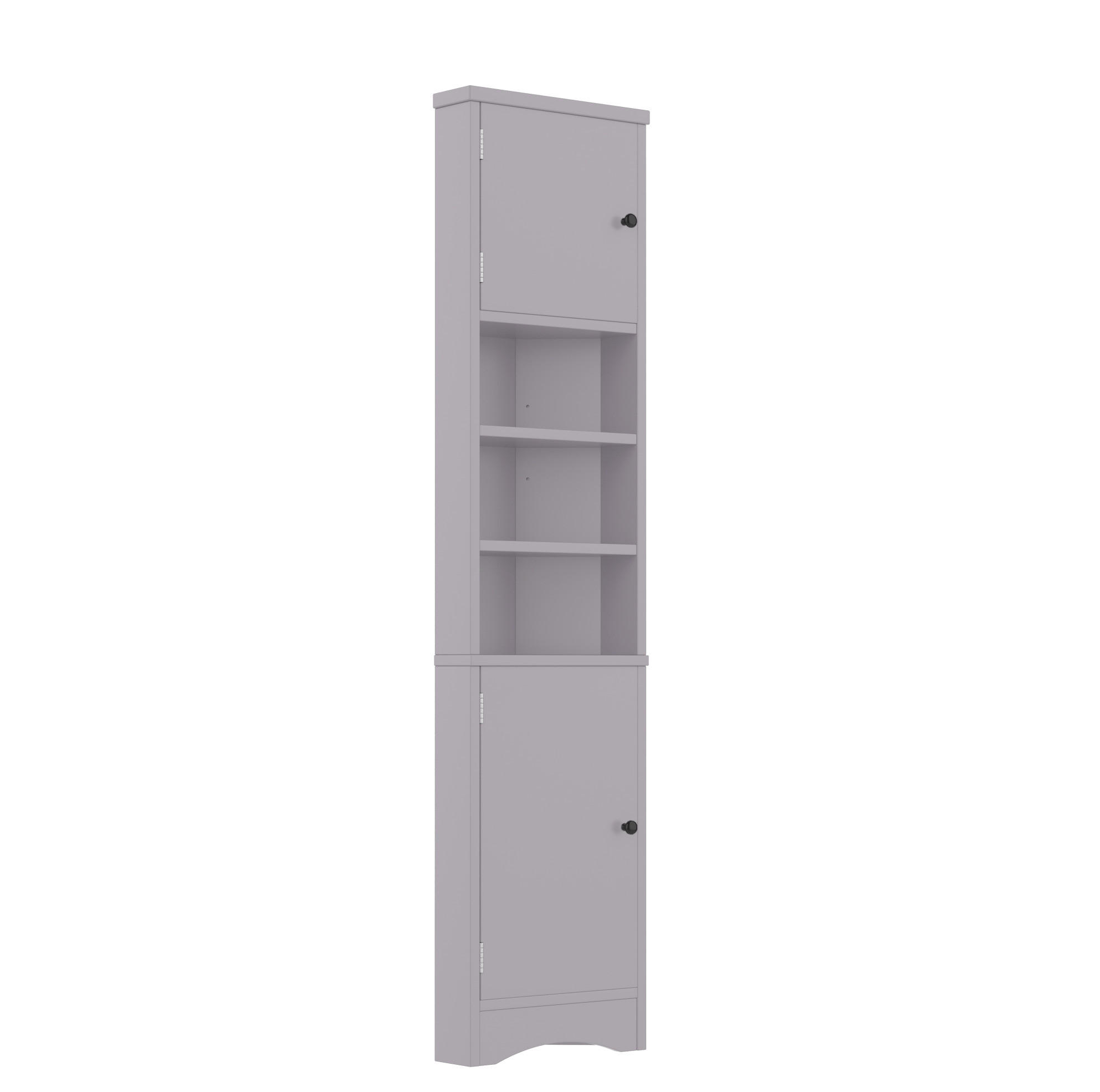ECKSCHRANK 36.5x24.5x170cm in Grau, mit 2 Türen & verstellbaren Regalen - Grau, Holzwerkstoff (24.5/170/36.5cm) - Modfu