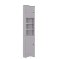 ECKSCHRANK 36.5x24.5x170cm in Grau, mit 2 Türen & verstellbaren Regalen - Grau, Holzwerkstoff (24.5/170/36.5cm) - Modfu