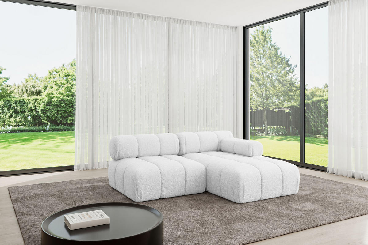 ECKSOFA modulares Sofa Razon-L1 - 190x160x70 cm Weiß Bouclé - Weiß, Holzwerkstoff/Textil (190/160cm) - ALTDECOR