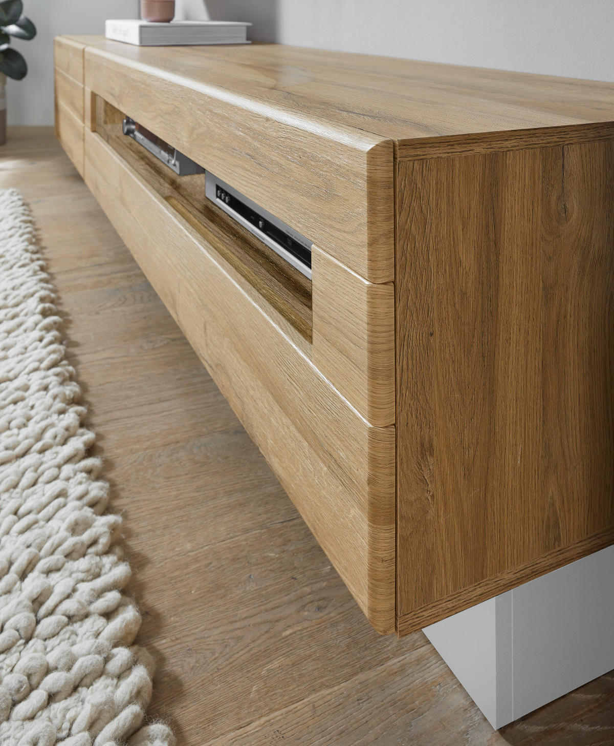 SIDEBOARD Grandson Eiche, weiß Hochglanz, Kommode 149 x 85 cm - Eichefarben/Weiß Hochglanz, Holzwerkstoff (149/85/43cm) - Furn.Design