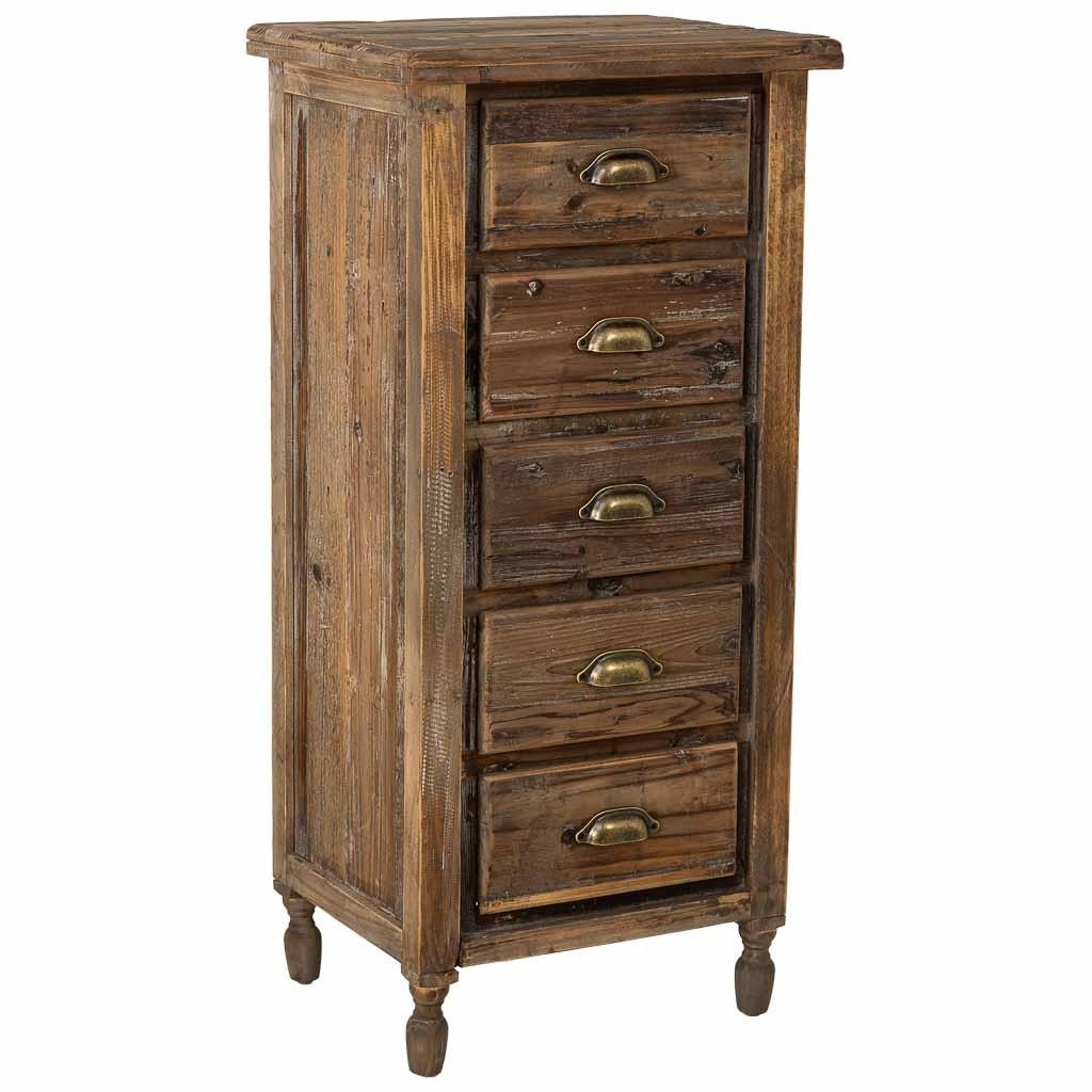 HOLZKOMMODE mit 5 schubladen 48x38x102 cm - Braun, Holz (48/102/38cm) - Wanderlust