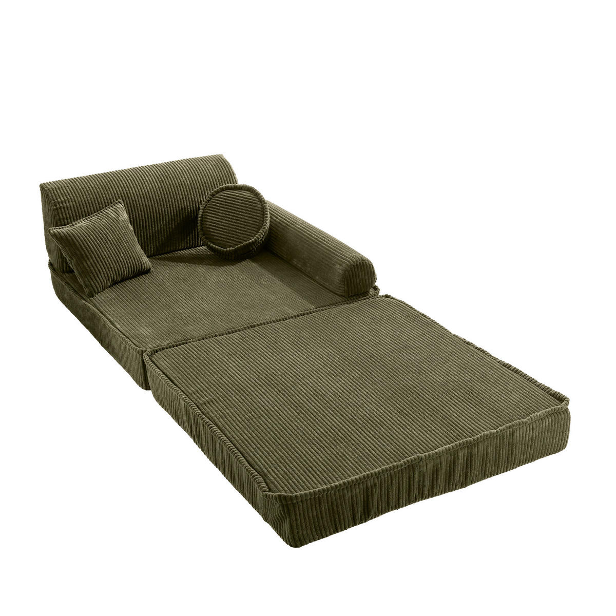 KINDERSOFA, Aesthetic, Cord, Khaki - Dunkelgrün, Textil (160/24/80cm) - MeowBaby
