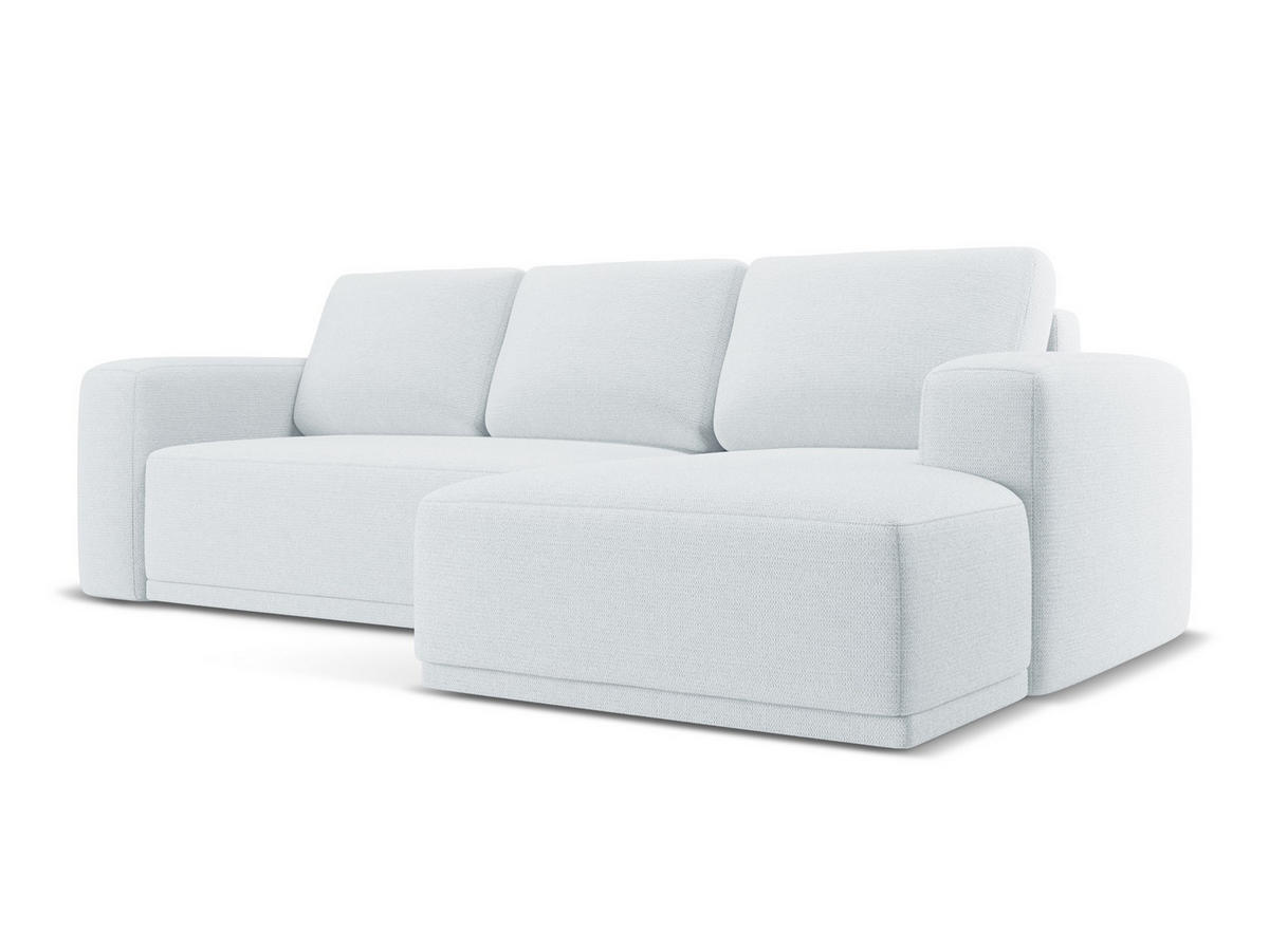 ECKSOFA mit Schlaffunktion Chenille Stoff Blau - Blau/Schwarz, Kunststoff/Textil (258/160cm) - Makamii