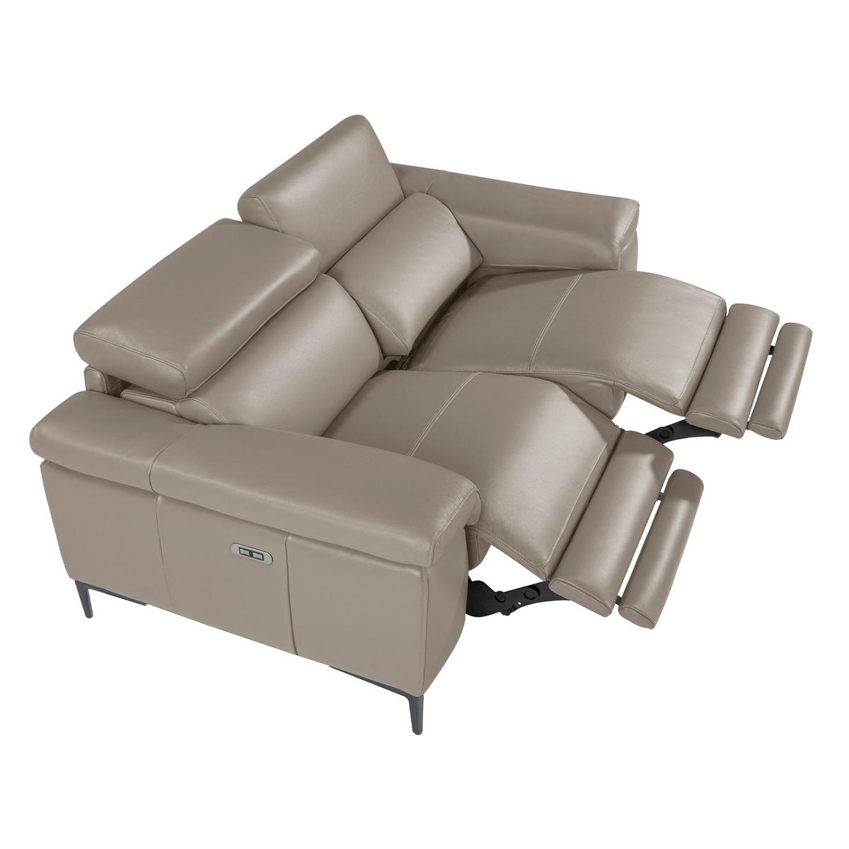 SOFA 2-sitzer relaxsofa aus dunkelgrauem leder 170/102/97 cm - Dunkelgrau/Grau, Leder (170/97/102cm) - ANGEL CERDA