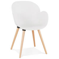KÜCHENSTUHL Polypropylen Sitzschale mit Holzgestell Skandinavisch, Weiß 59,5x59x84,5 cm - Beige/Weiß, Kunststoff/Buchenholz (59/85/60cm) - KADIMA DESIGN