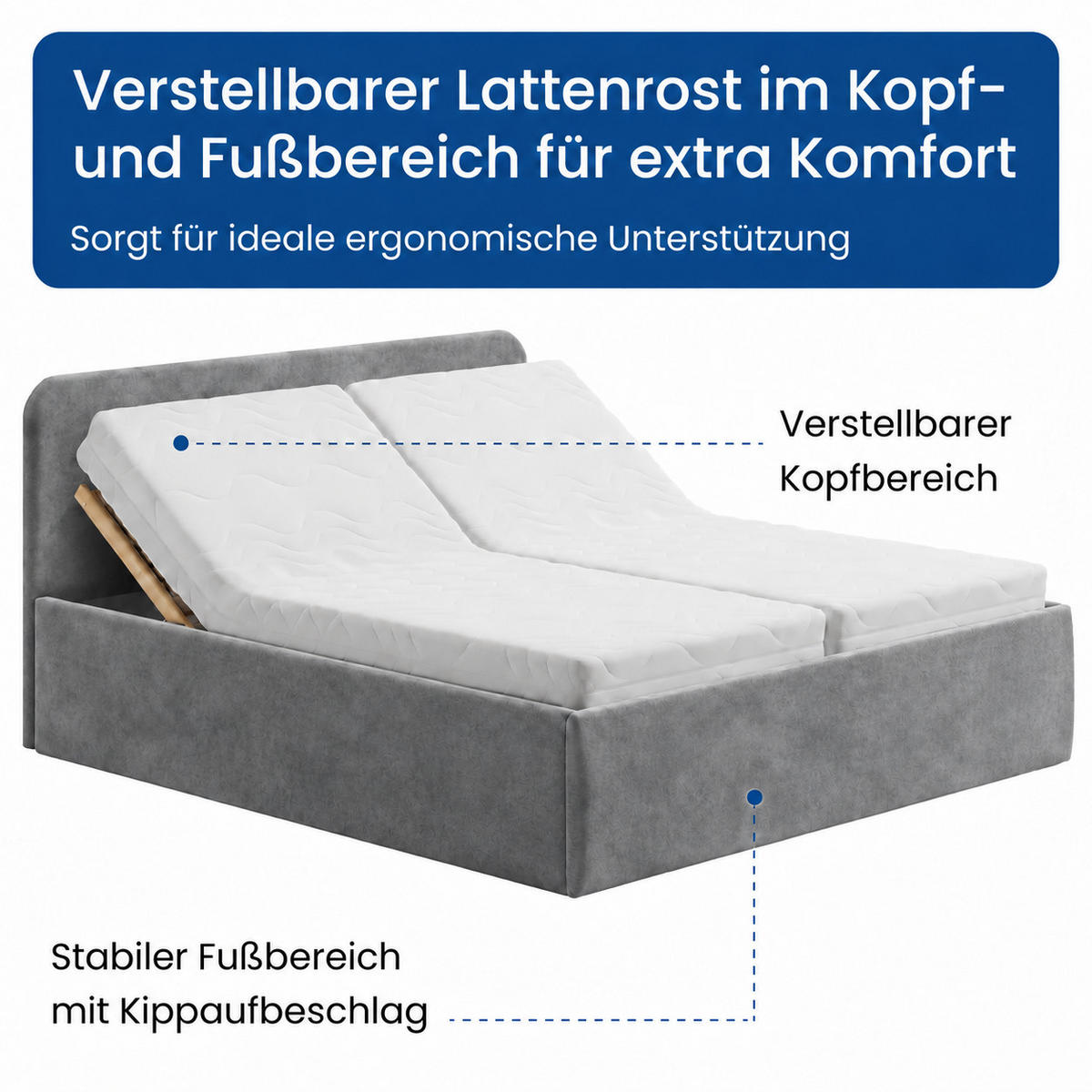 POLSTERBETT 200x200 cm Microvelours in Grau - Grau, Textil (200/200cm) - Home Collective