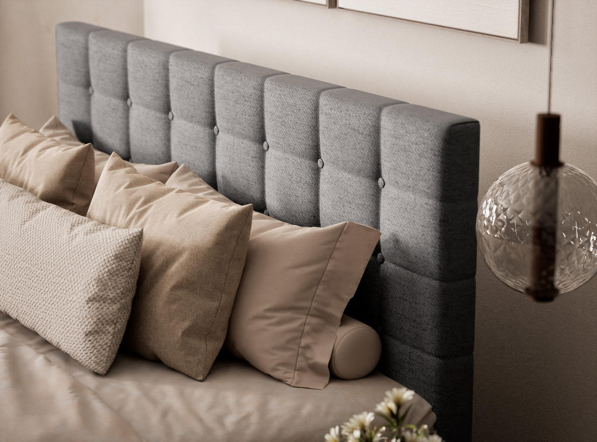 BOXSPRINGBETT Tasca 140/200 cm, in Grau, Bettkasten, Matratze, Topper - Schwarz/Grau, Holz/Holzwerkstoff (140/200cm) - Maison de Reve