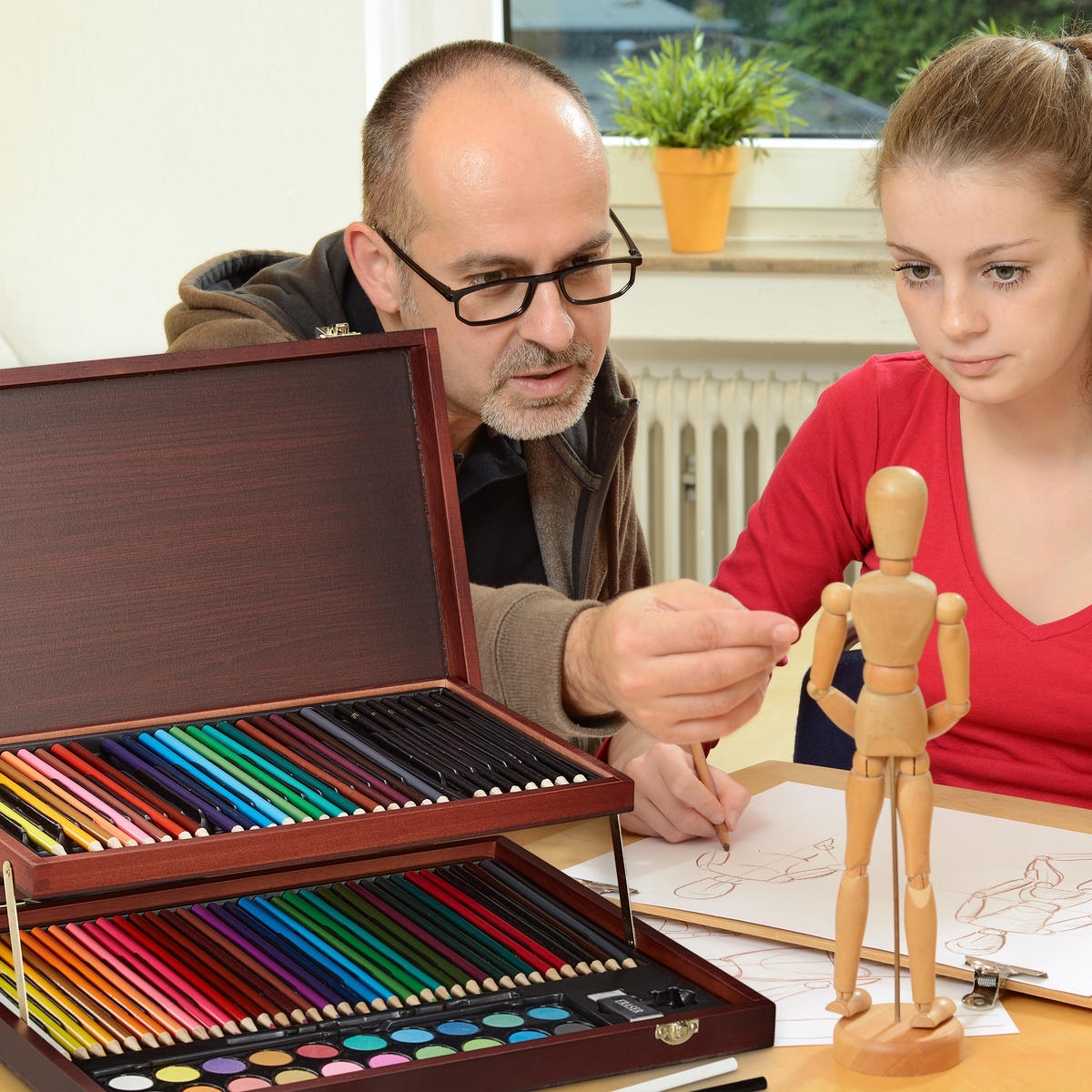 MALKOFFER - Multicolor, Holz/Kunststoff (38.5/5/29.5cm) - Relaxdays