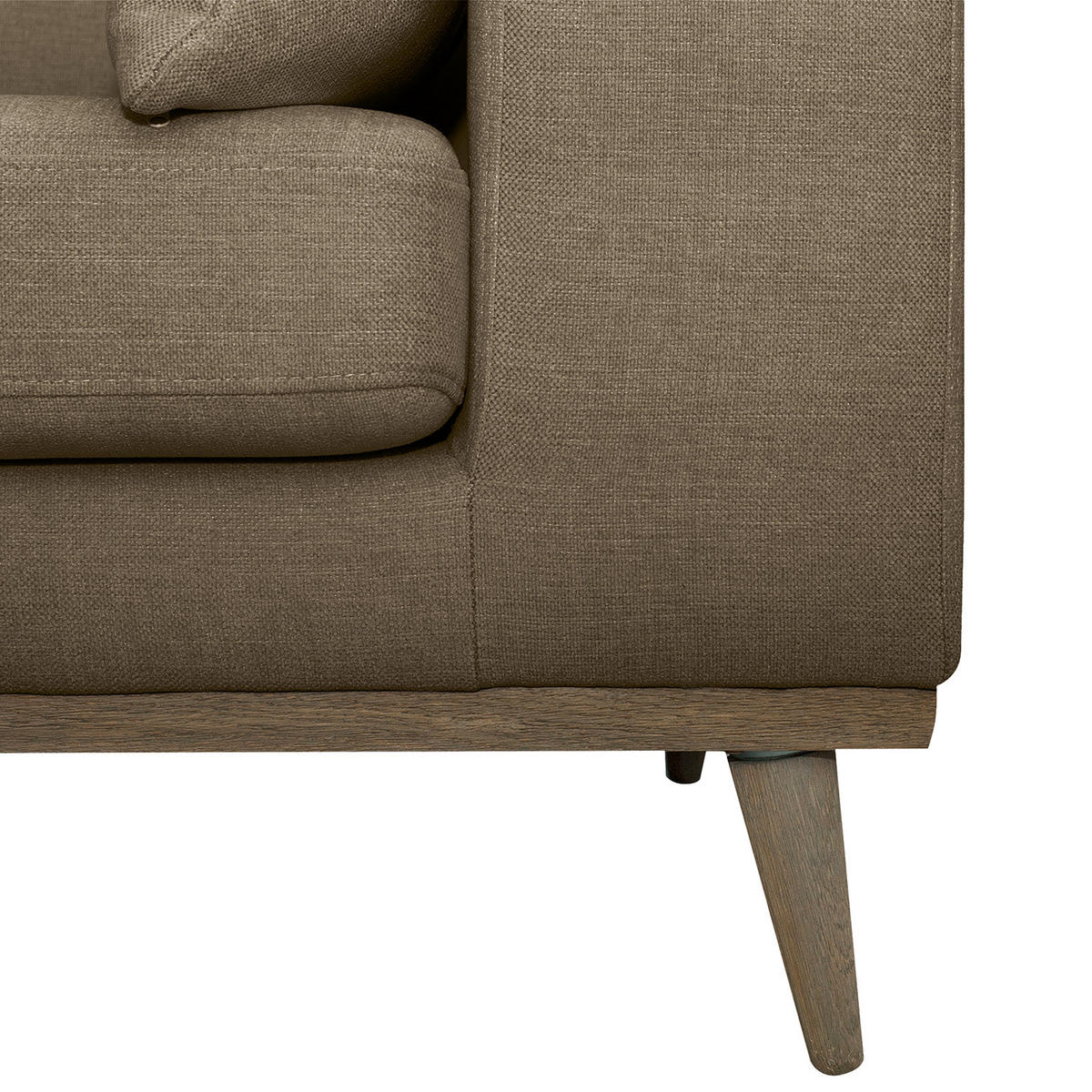 ECKSOFA mit Longchair - Eichefarben/Beige, Eichenholz/Textil (281/153cm) - home24