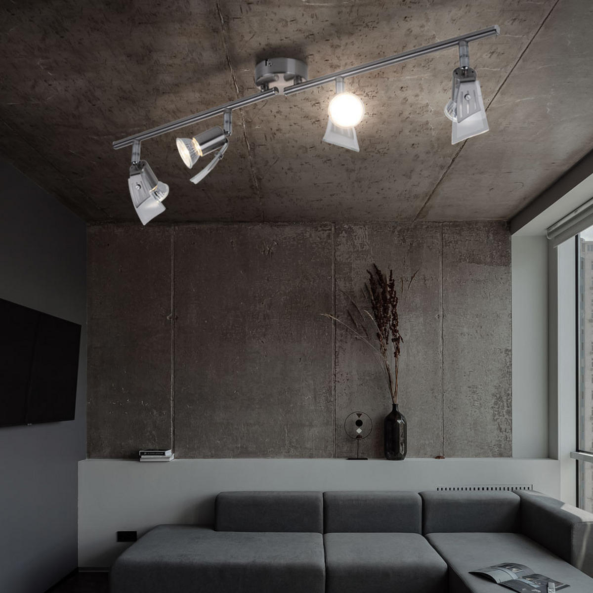 LED DECKENSPOt Nickel Silber - Silberfarben, Glas (71/14/14cm) - Globo Lighting