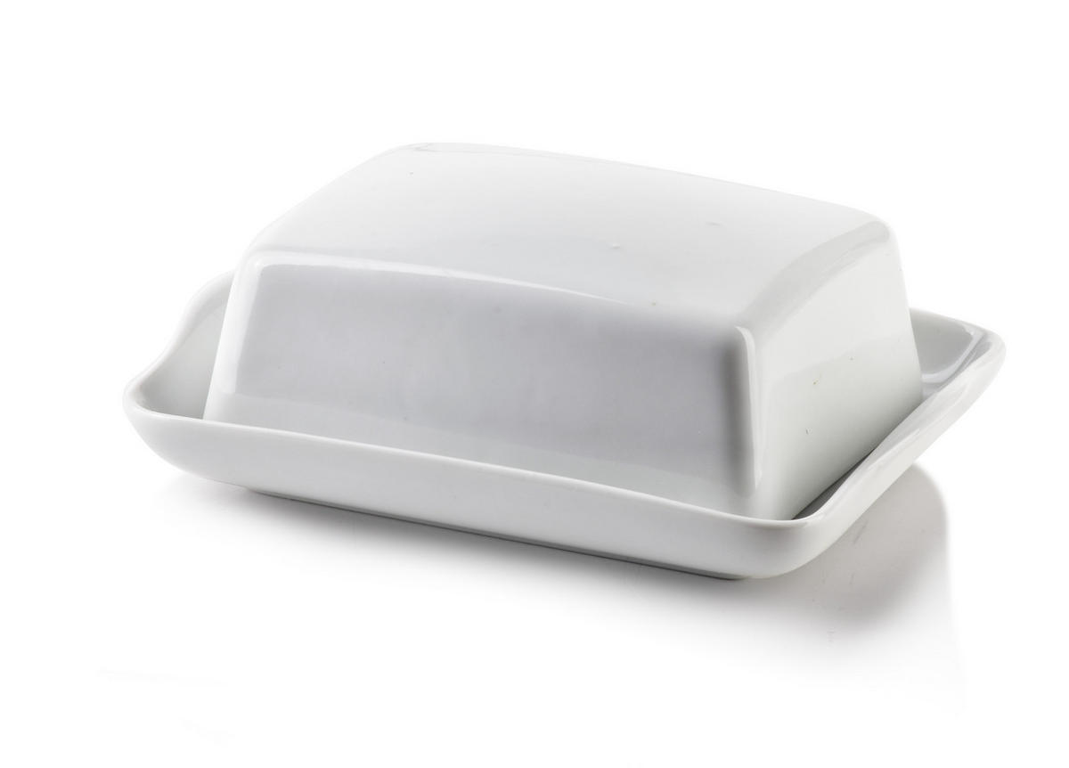 BUTTERDOSE Basic Weiß 16.5/12/5.5 cm Keramik - Weiß, Keramik (12/5.5/16.5cm) - Mondex