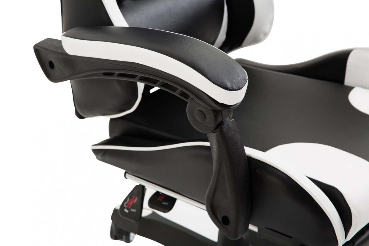 CHEFSESSEL Lederlook schwarz/weiß - Schwarz/Weiß, Kunststoff/Textil (66/121/58cm) - CLP