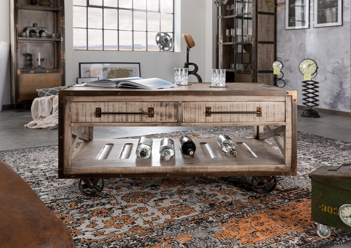 COUCHTISCH Mango 112x61x55 braun lackiert HEAVY INDUSTRY #262 - Braun, Holz (112/61/55cm) - Massivmoebel24