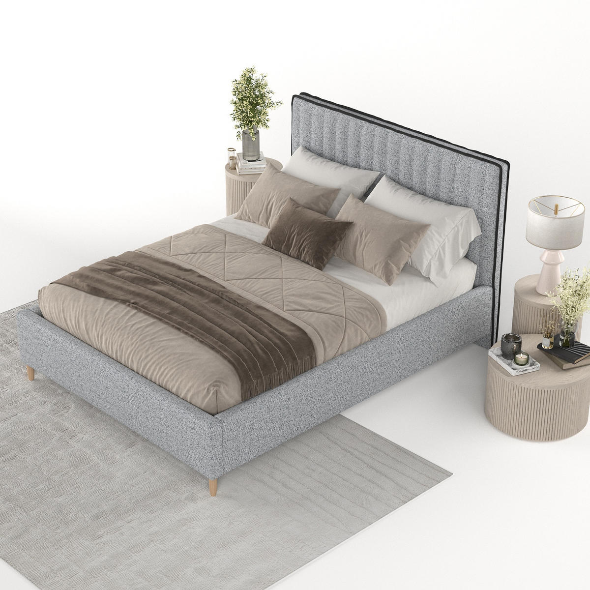 POLSTERBETT Aria 160/200 cm Grau im Riva Stoff - Naturfarben/Grau, Holz/Holzwerkstoff (160/200cm) - AltaBeds