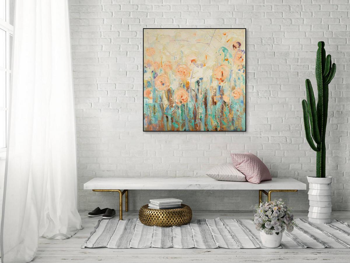 ACRYLBILD HANDGEMALT 90/90 cm - Multicolor, Holz/Textil (90/90cm) - KUNSTLOFT
