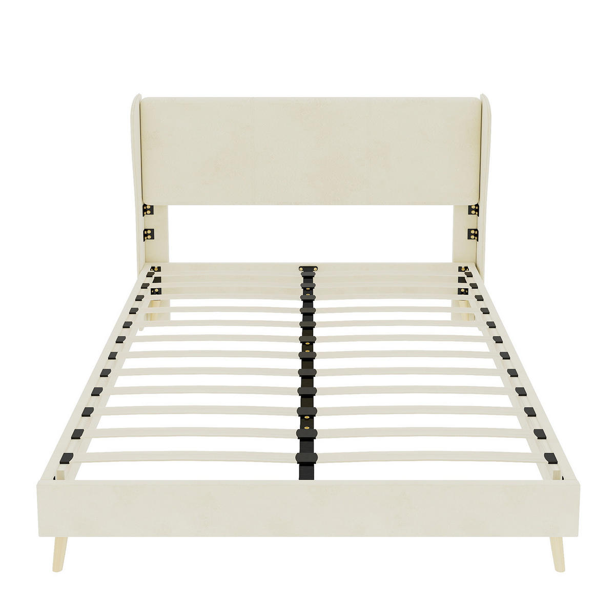 POLSTERBETT 140/200 cm DE-32997 mit Kopfteil und Matratze Beige - Beige, Metall (140/200cm) - ComfortXL