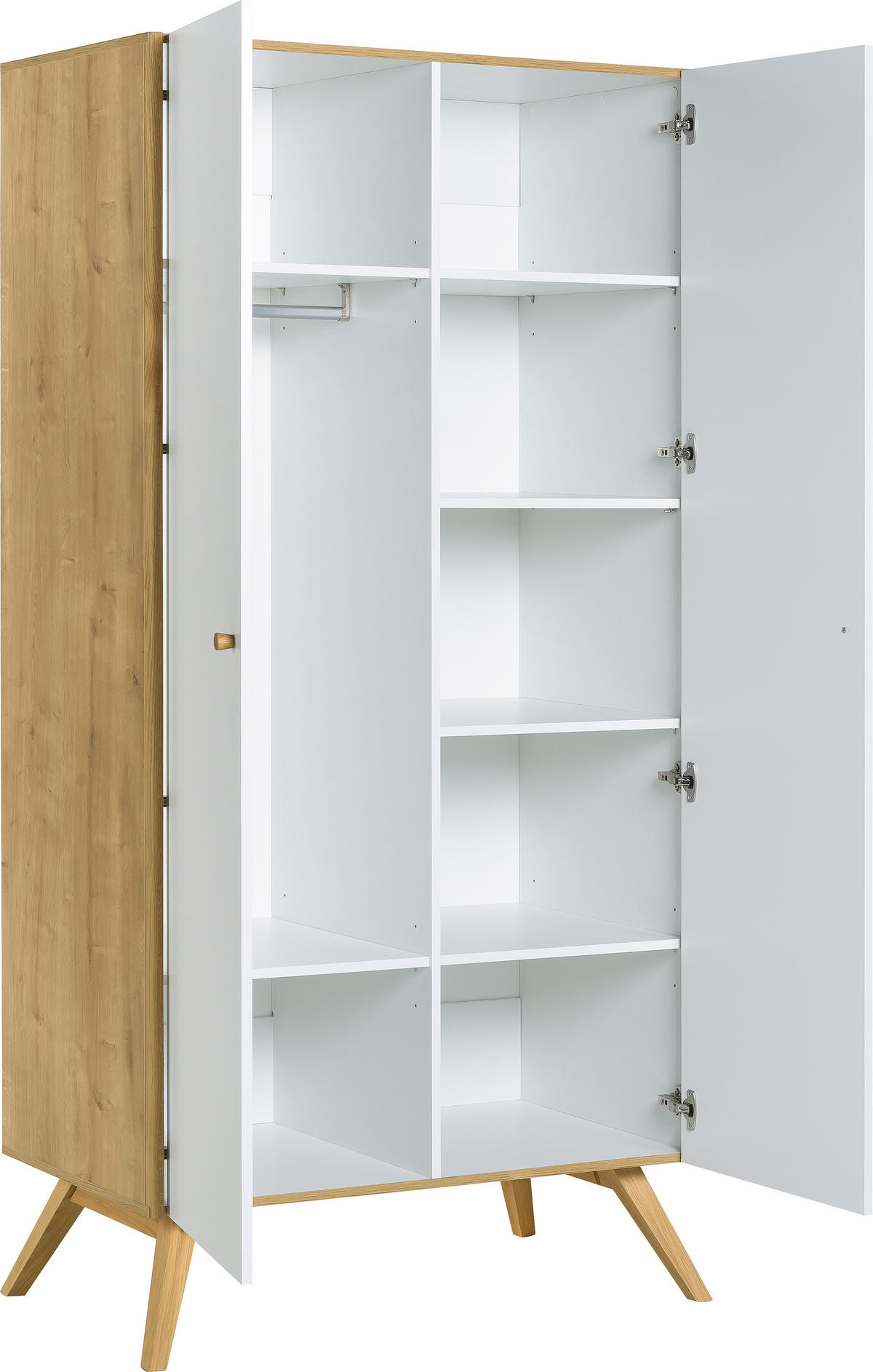 KLEIDERSCHRANK 2-TÜRIG NATURE - Weiß, Holzwerkstoff (101/208/58cm) - Vox Möbel