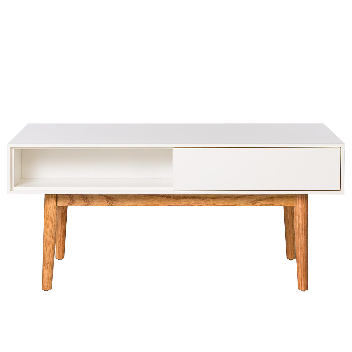 COUCHTISCH mit 2 Schubladen - Weiß / Eiche - Eichefarben/Weiß, Holzwerkstoff (60/100/45cm) - home24