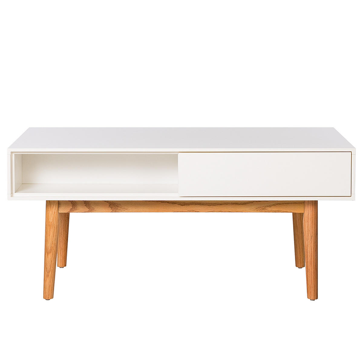 COUCHTISCH mit 2 Schubladen - Weiß / Eiche - Eichefarben/Weiß, Holzwerkstoff (60/100/45cm) - home24