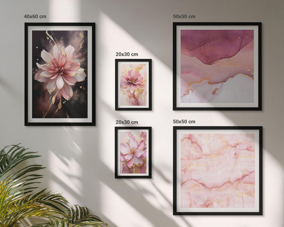 BILDER SET 5er Set - 50x50 cm & 20x30 cm & 40x60 cm Schwarzer Rahmen - Waldlandschaften der Wildnis - Schwarz, Kunststoff (40/60cm) - TULUP
