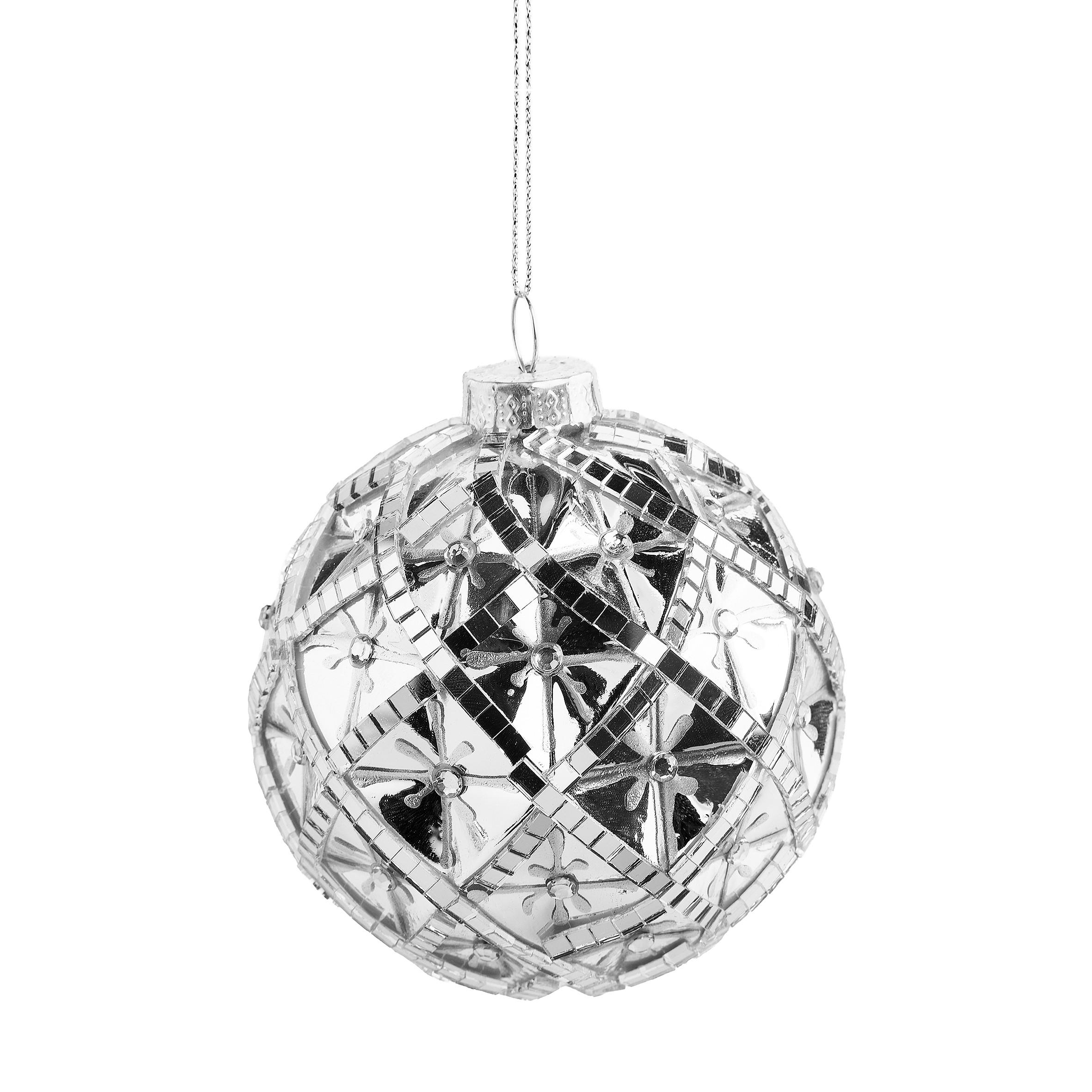WEIHNACHTSKUGEL Glas FLORETTA, Ø8 cm, Silber, Christbaumkugeln, Weihnachtsdeko Xmas, Christmas Deko - Silberfarben, Glas (8/8/8cm) - home&you