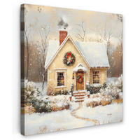 LEINWANDBILD Weihnachten - Zuhause - Winter - Schnee 50x50 cm - Creme, Textil (50/50cm) - MuchoWow