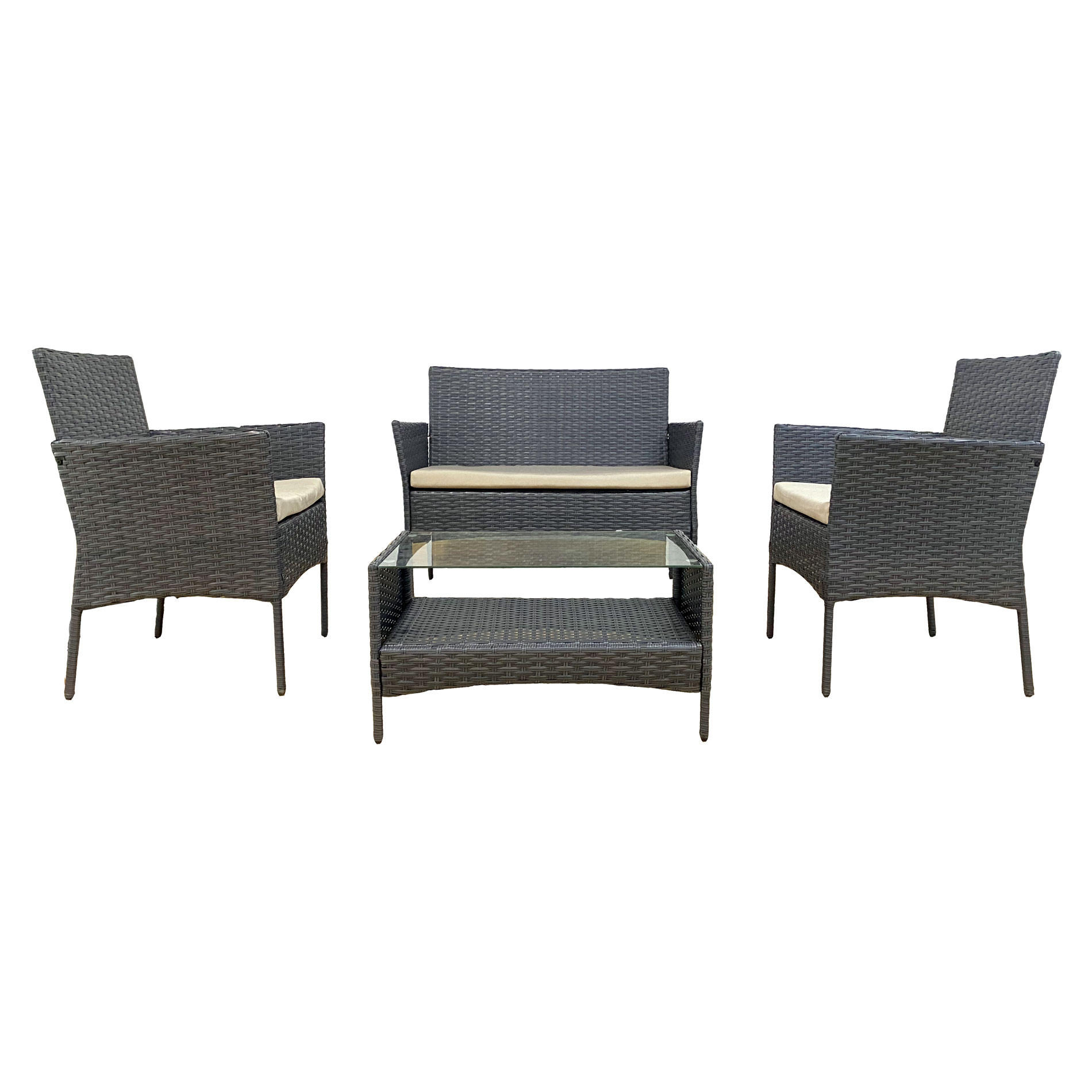 GARTEN-LOUNGE Grau 56/96/82 cm - Grau, Metall - Mobili Rebecca