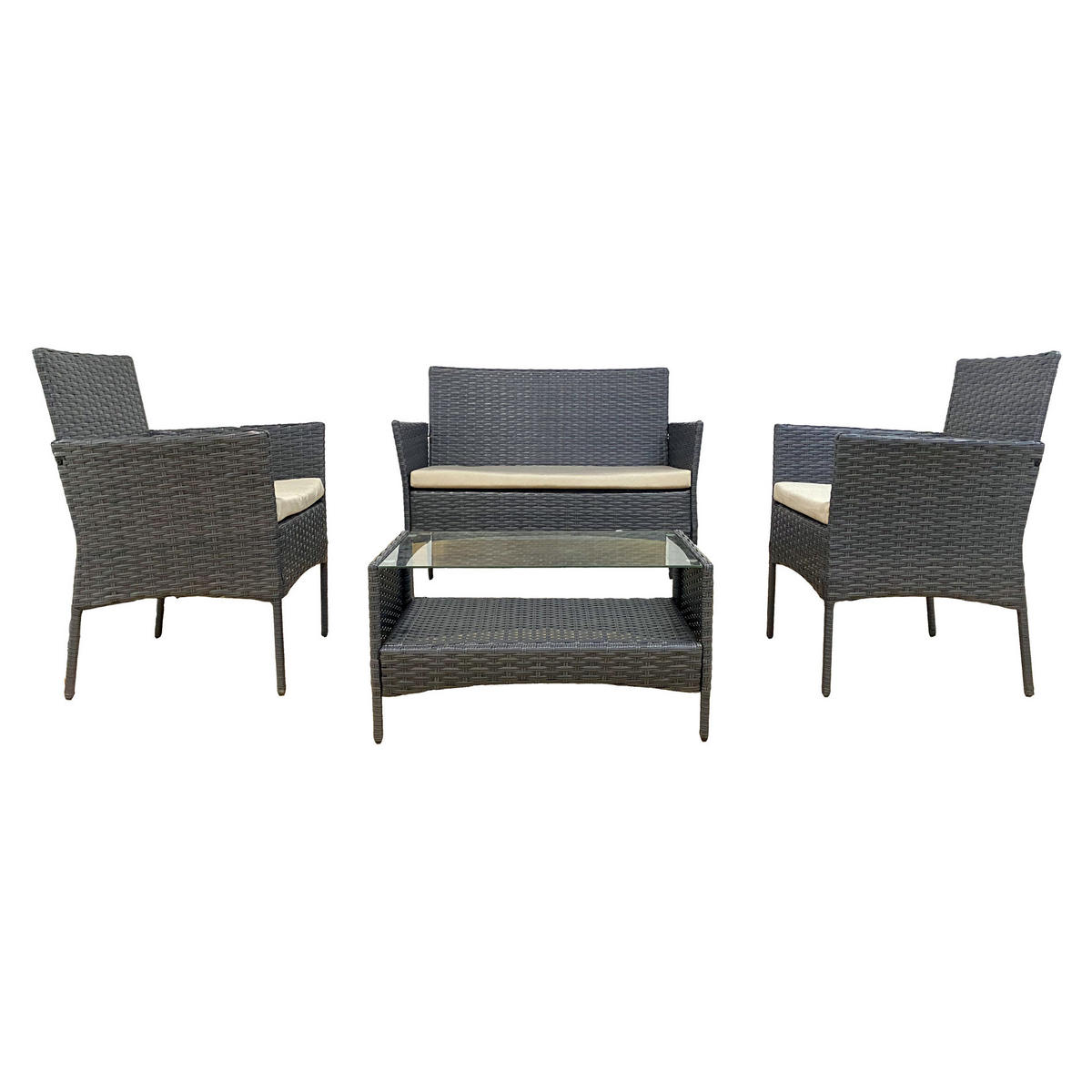 GARTEN-LOUNGE Grau 56/96/82 cm - Grau, Metall - Mobili Rebecca