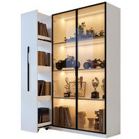 HIGHBOARD mit LED-Beleuchtung 110,5/35/160 cm in Weiß mit Glaseinsatz - Weiß, Holzwerkstoff (110.5/160/35cm) - BEAOK