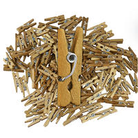 400XMINI-HOLZKLAMMERN - Goldfarben, Holz (0.8/2.5/0.3cm) - Relaxdays