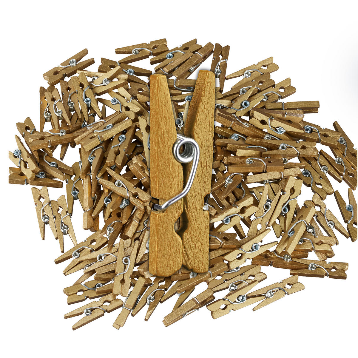 400XMINI-HOLZKLAMMERN - Goldfarben, Holz (0.8/2.5/0.3cm) - Relaxdays