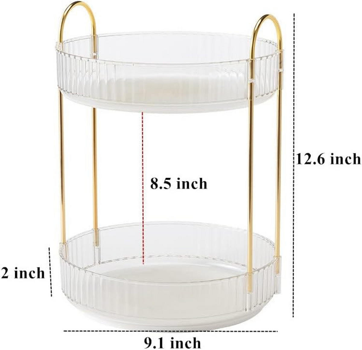 KOSMETIK-ORGANIZER, drehbar, 2-stöckig,Transparent,23/23/32cm - Transparent, Kunststoff (23.5/10.5/23.5cm)