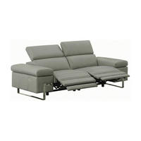 3-SITZER Sofa Opera Echtleder mit 2 x Relaxfunktion Perlgrau - Hellgrau, Leder/Metall (223/75/109cm)
