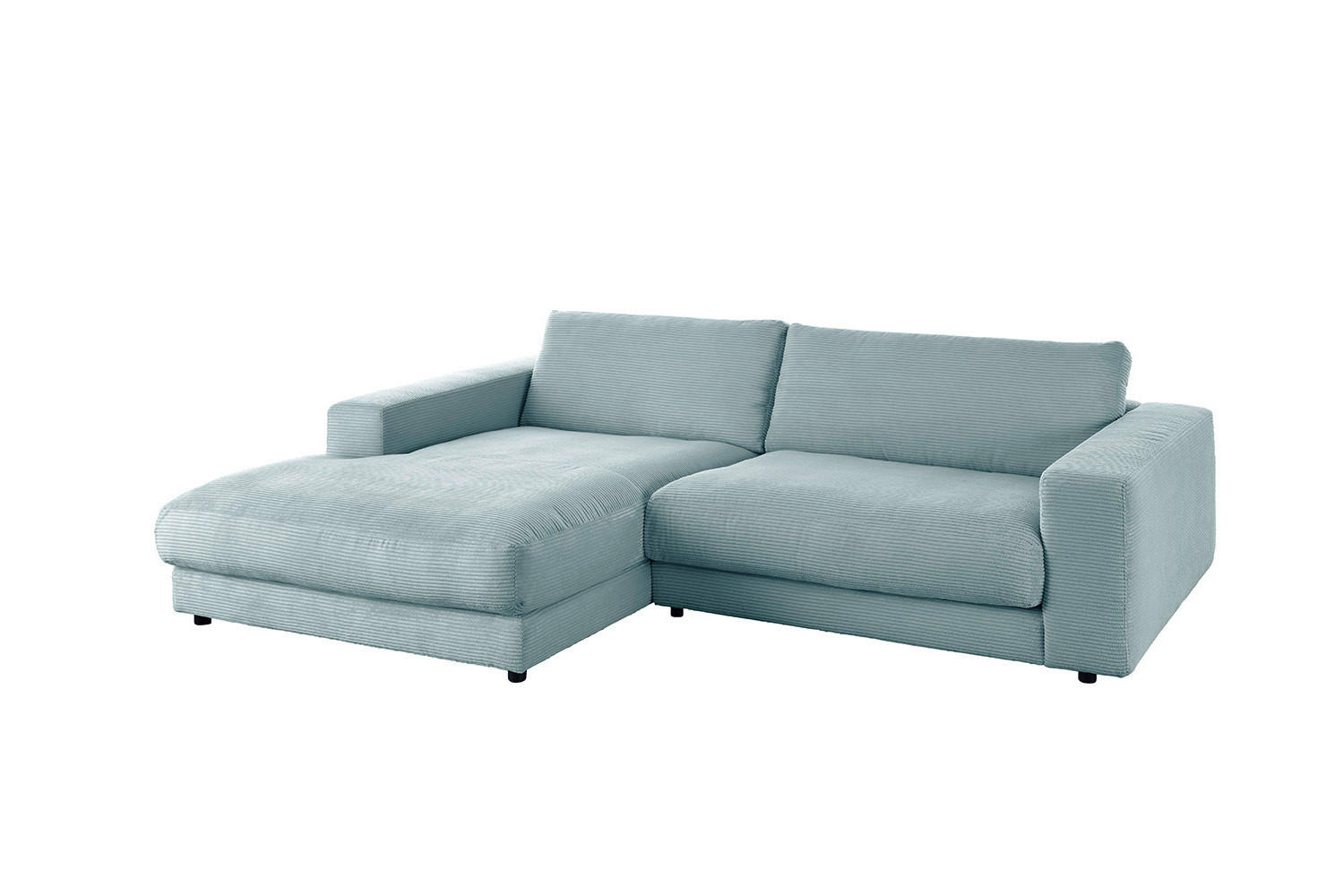 ECKSOFA MADELINE Hellblau Cord - Schwarz/Hellblau, Kunststoff/Textil (270/190cm) - KAWOLA