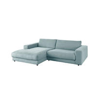 ECKSOFA MADELINE Hellblau Cord - Schwarz/Hellblau, Kunststoff/Textil (270/190cm) - KAWOLA