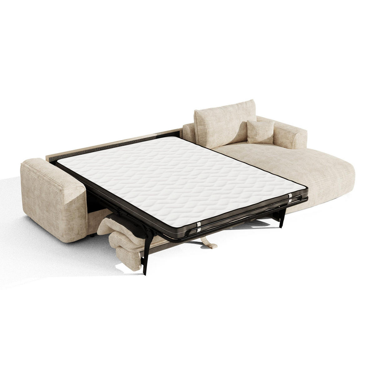 ECKSOFA rechtwinklig COMO Cord Beige 300cm - Beige, Textil (300/165cm) - Premium Interiors