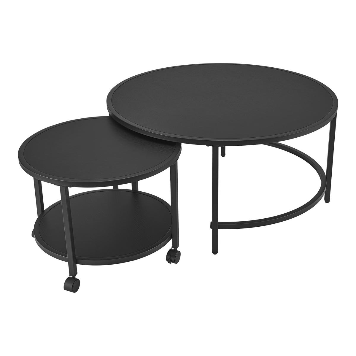 COUCHTISCH SET Værøy 2-teilig 80/80/40 - Schwarz, Holzwerkstoff (80/80/40cm) - [en.casa]