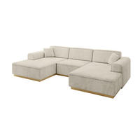 WOHNLANDSCHAFT IREA-U1-v2 - 303x171x83 cm Dunkelgrau - Ecru, Holzwerkstoff/Textil (303/83/171cm) - ALTDECOR