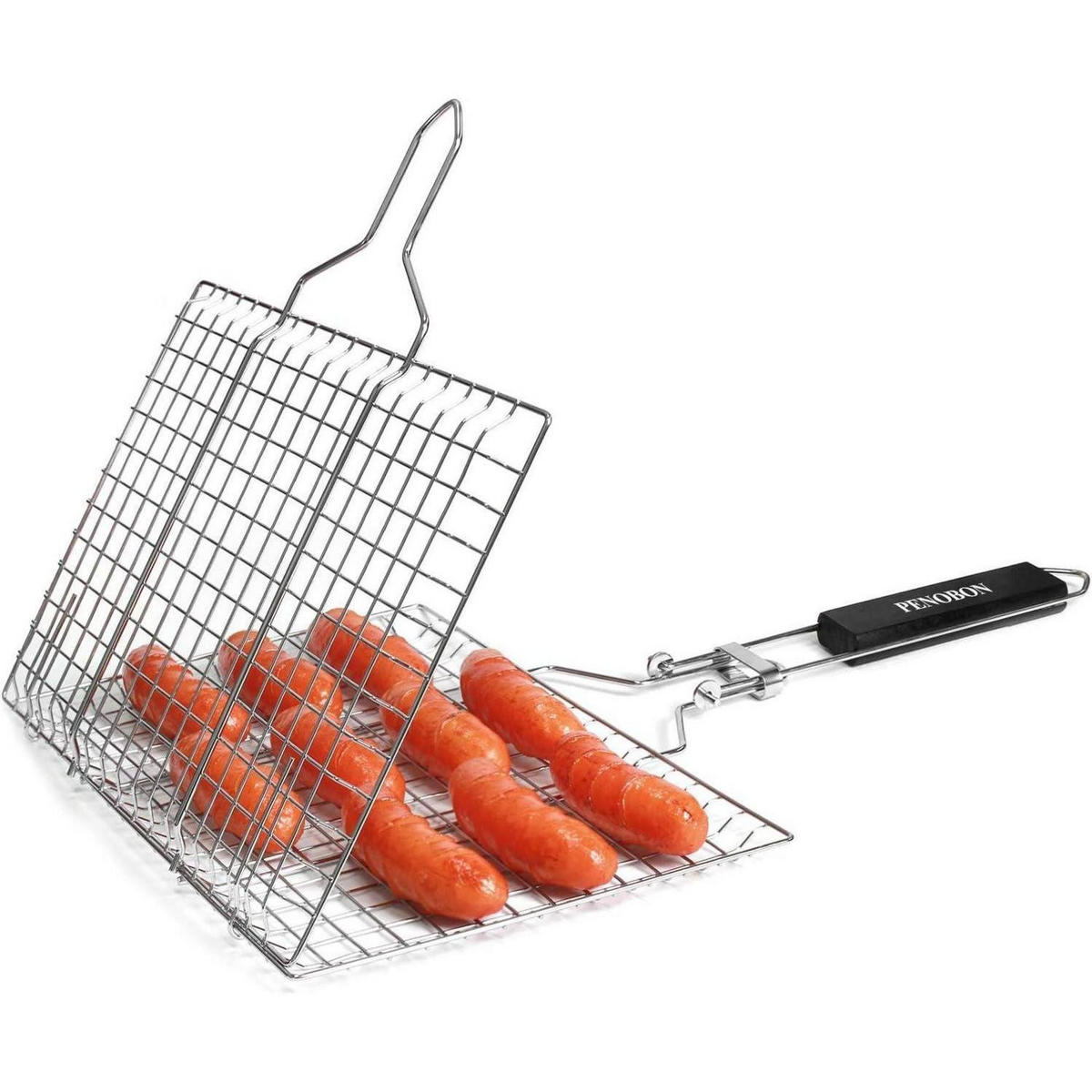 GRILLKORB Edelstahl mit Backpinsel und Tasche - Silberfarben, Metall (33/22/50cm)