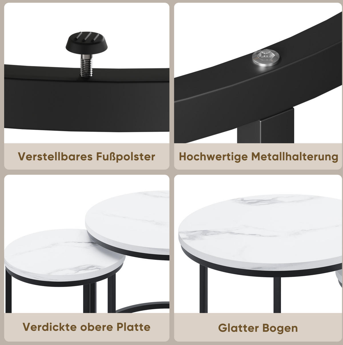 COUCHTISCH-SET aus Spanplatte 60x60x45 cm und Metall Weiß, 2-teilig, 60x60x45 cm - Weiß, Holzwerkstoff (60/60/45cm) - IVMEU