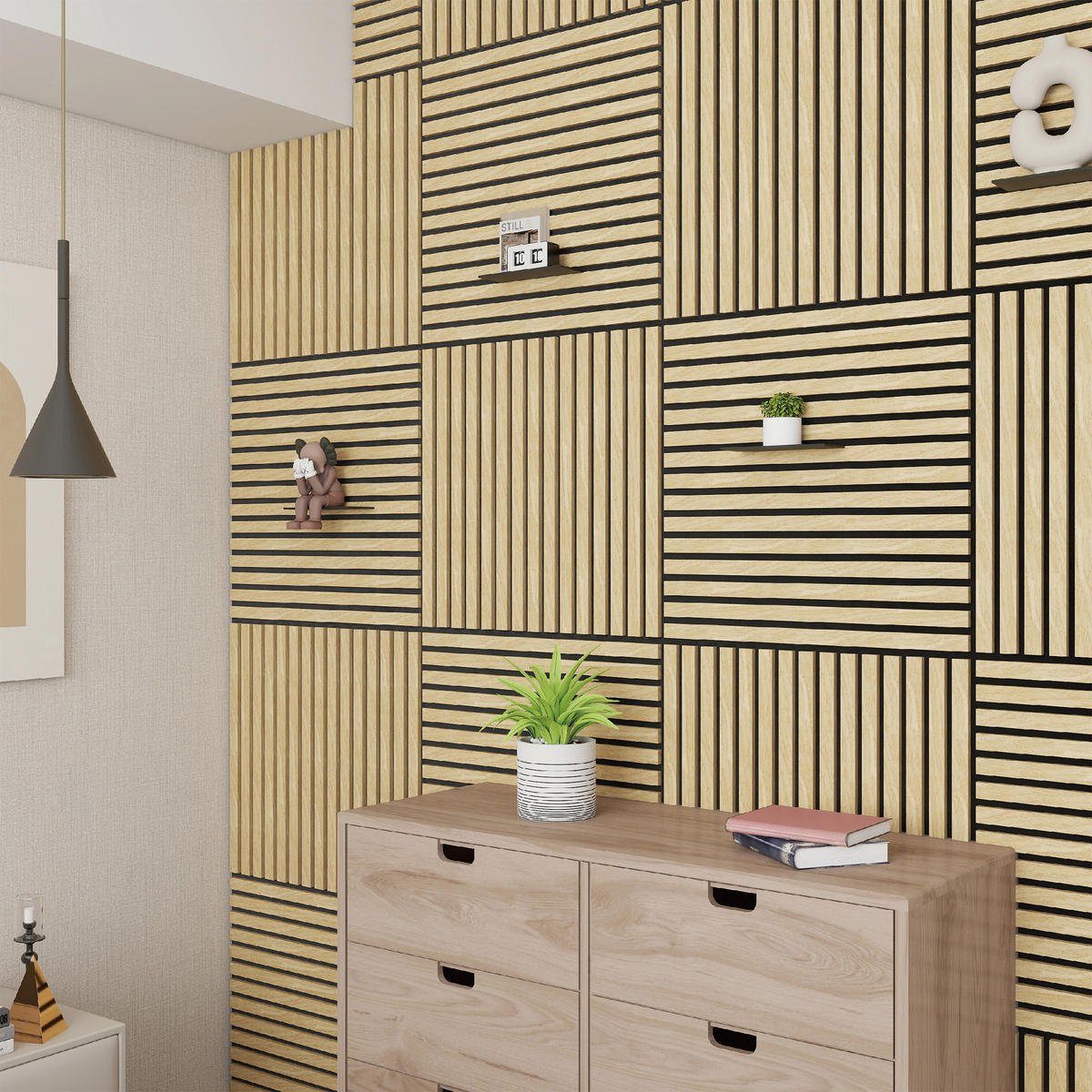 AKUSTICKÝ SET STĚNOVÝCH PANELŮ Vang 4 KS II - dub artisan, kompozitní dřevo/plast (60/60/2.1cm) - NEU.HOLZ