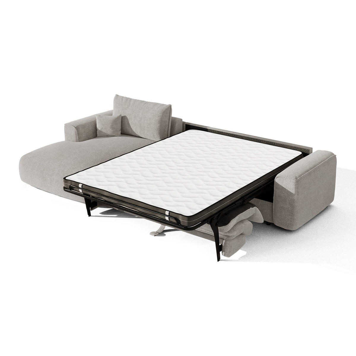 SCHLAFSOFA Express COMO Bouclé-Stoff Hellgrau 300cm - Hellgrau/Grau, Textil (300/165cm) - Premium Interiors