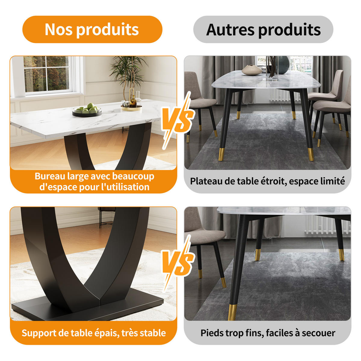 ESSTISCH 140x75,5cm Modern Marmor, Metallgestell, Weiß Schwarz - Multicolor, Metall (75/140/75.5cm) - FLIEKS