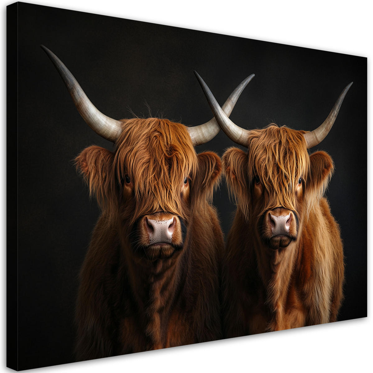 WANDBILD tiere der schottischen hochlandkühe - Schwarz, Textil (60/40cm) - Feeby