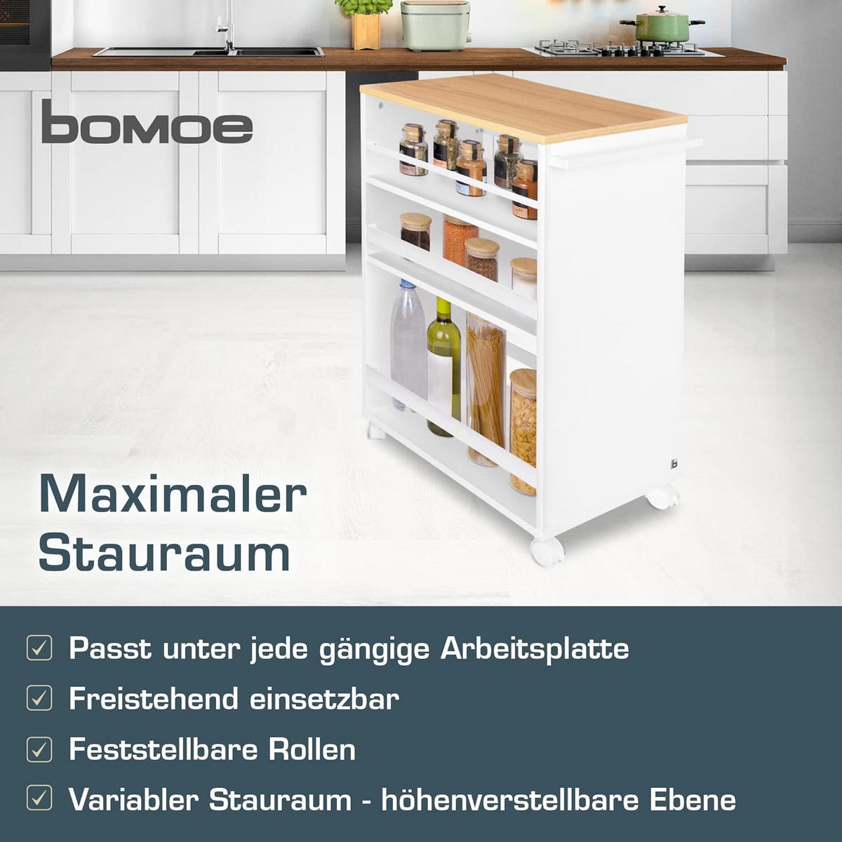 UNIVERSALWAGEN Bengt Weiß-Eiche - Multicolor/Weiß, Naturmaterialien/Holz (38/79/50cm) - BoMoe