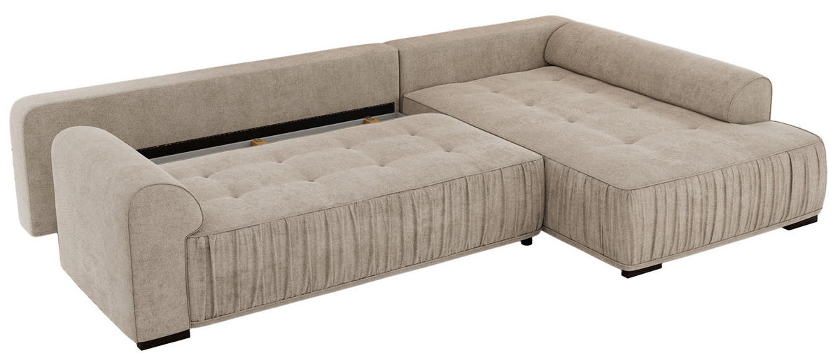 ECKSOFA ORTA Beige Stukture - Rechts - Beige/Schwarz, Textil (200/325cm) - MKS