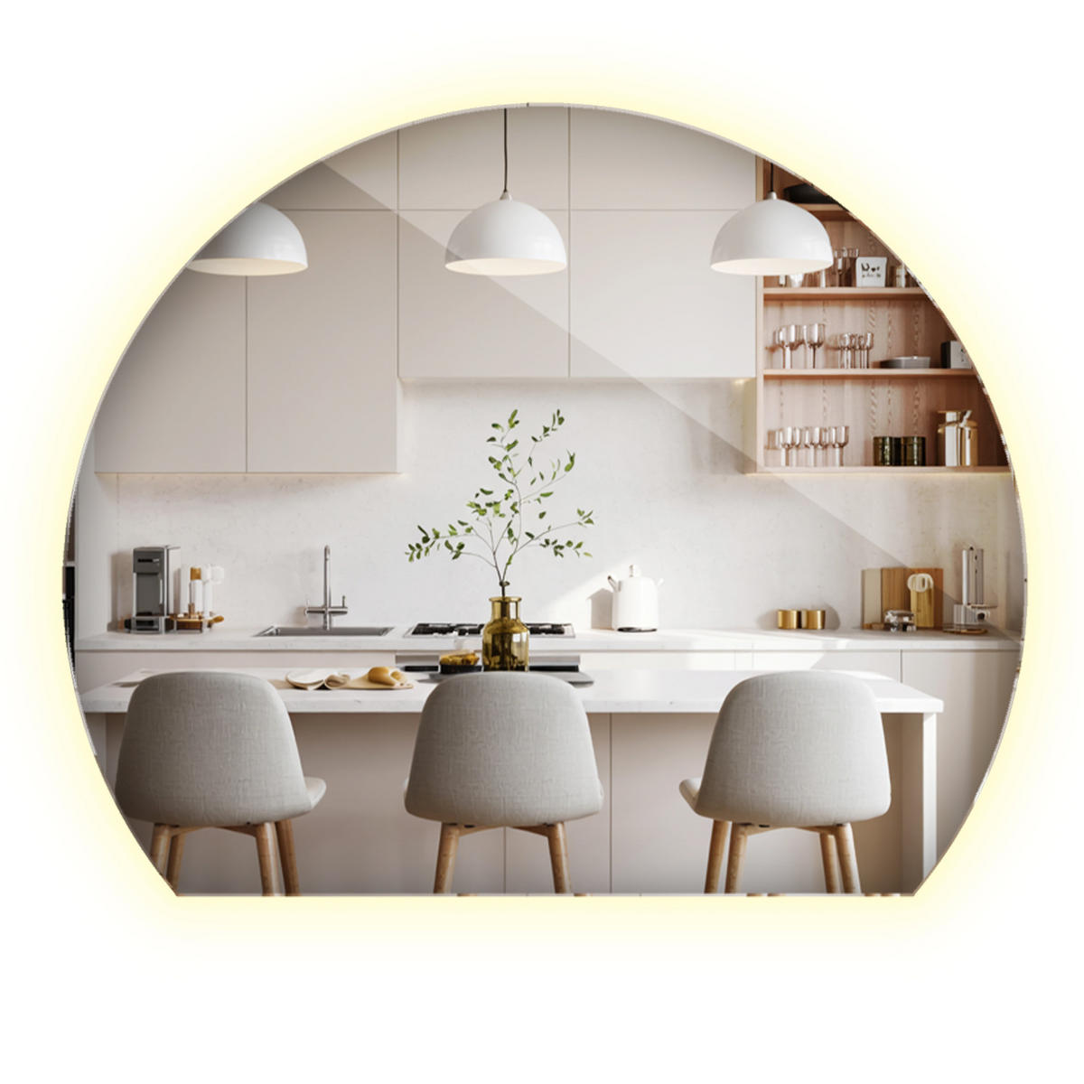 LED-SPIEGEL 80 x 70 cm unregelmäßig - Hellblau, Glas (70/80/0.4cm) - ArtPrintCave