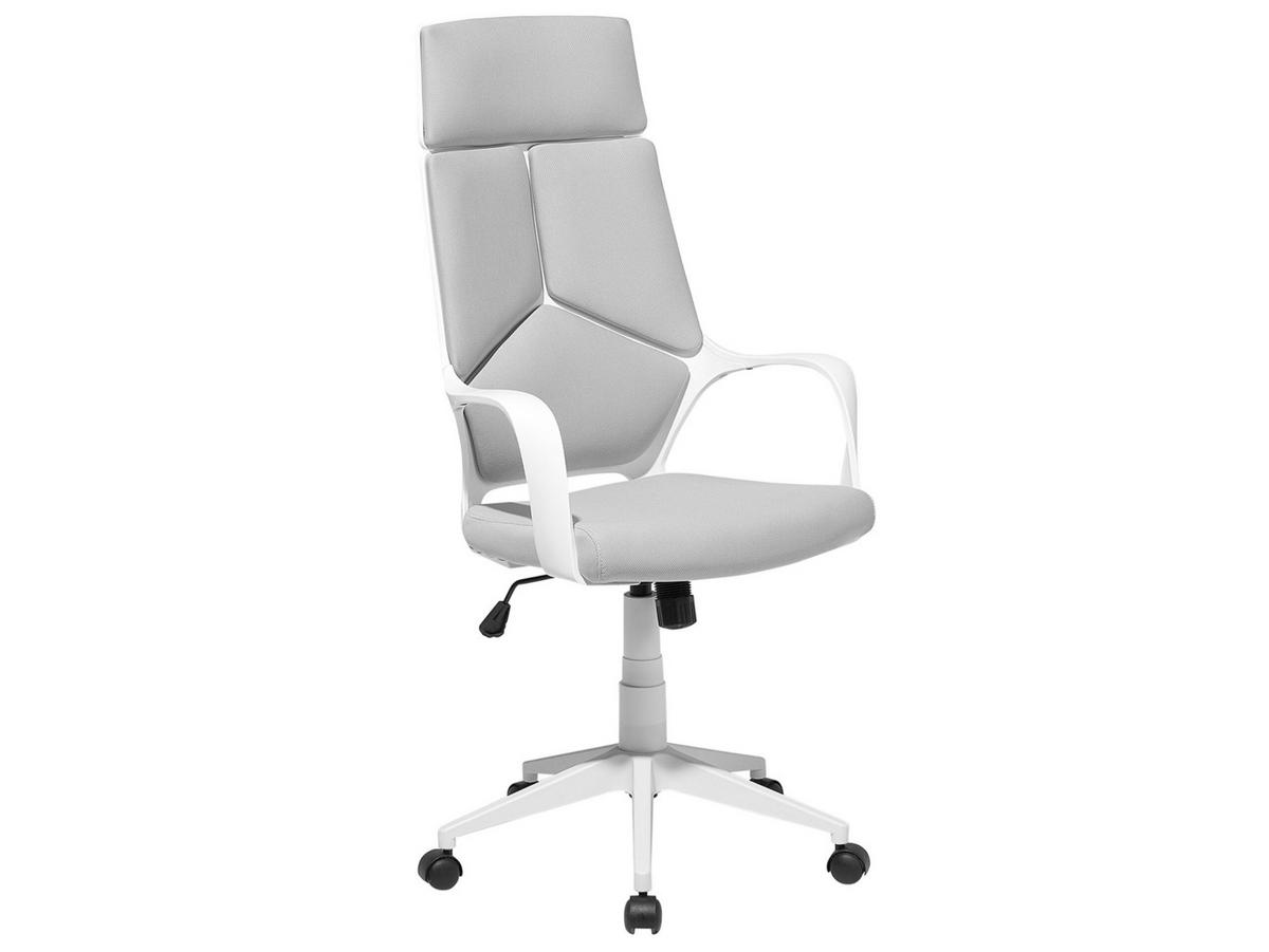 BÜROSTUHL Polyester Weiß/Grau Delight - Grau, Kunststoff/Textil (64/116/64cm) - Beliani