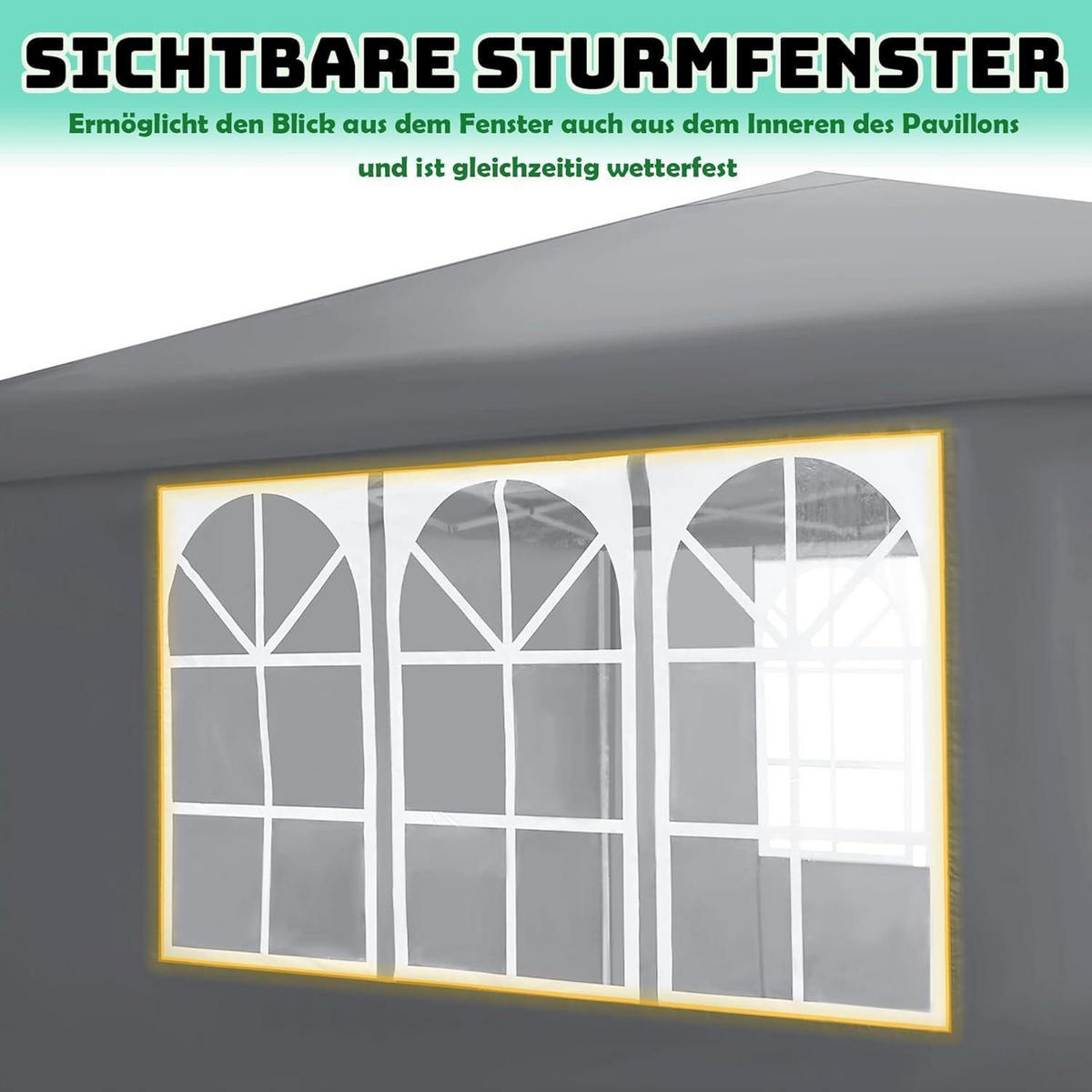 FALTPAVILLON 3 x 3 m Grau mit 4 Seitenteilen und Fenstern - Grau, Textil (300/260/300cm)